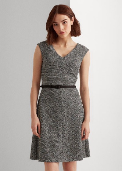 Vestidos Ralph Lauren Mujer Negros / Multicolor - Belted Tweed - WHXMF3721